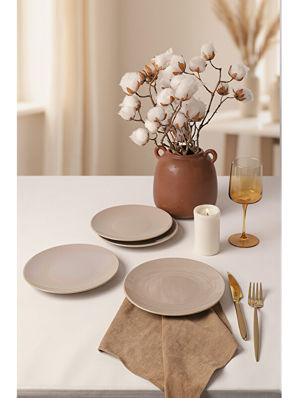 Keramika Taupe Ege Pasta Tabağı 20 cm 4 Adet