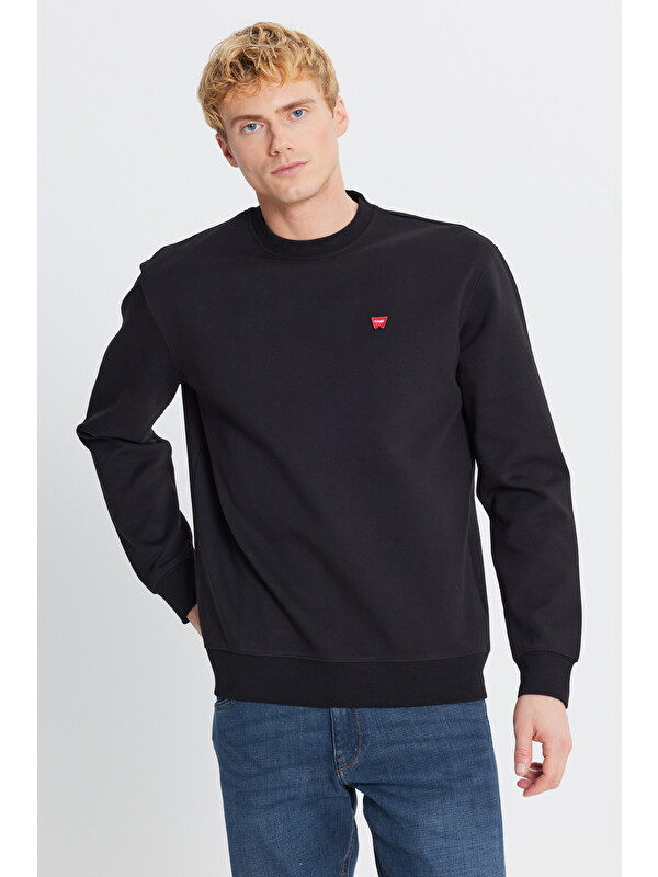 Wrangler Regular Fit Normal Kesim Bisiklet Yaka Pamuklu Siyah Sweatshirt