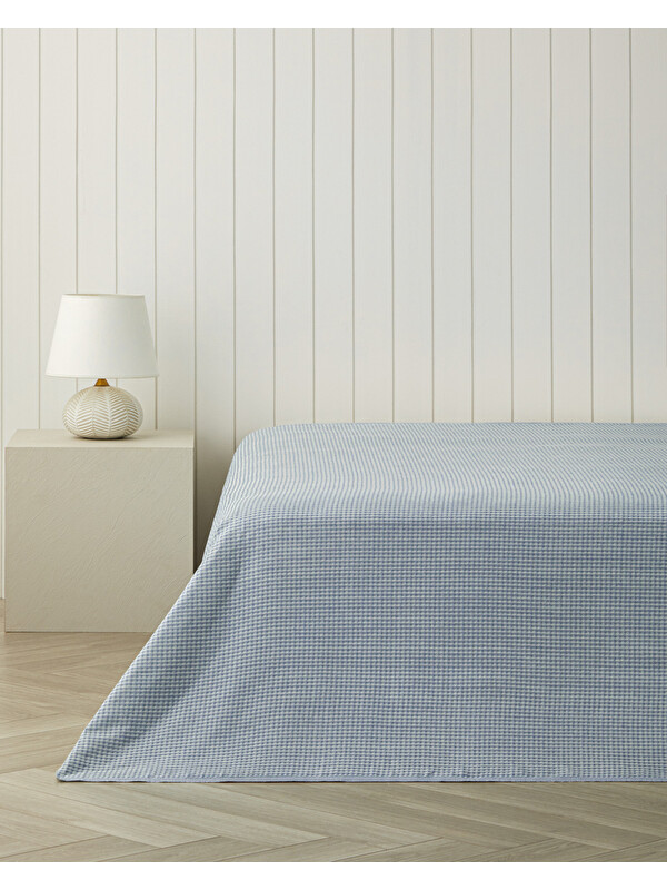 English Home Modern Grid Tek Kişilik Pike 150x220 cm Mavi