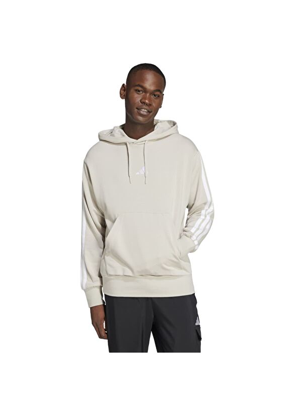 Adidas 3 Stripes Ft Erkek Bej Kapüşonlu Sweatshirt
