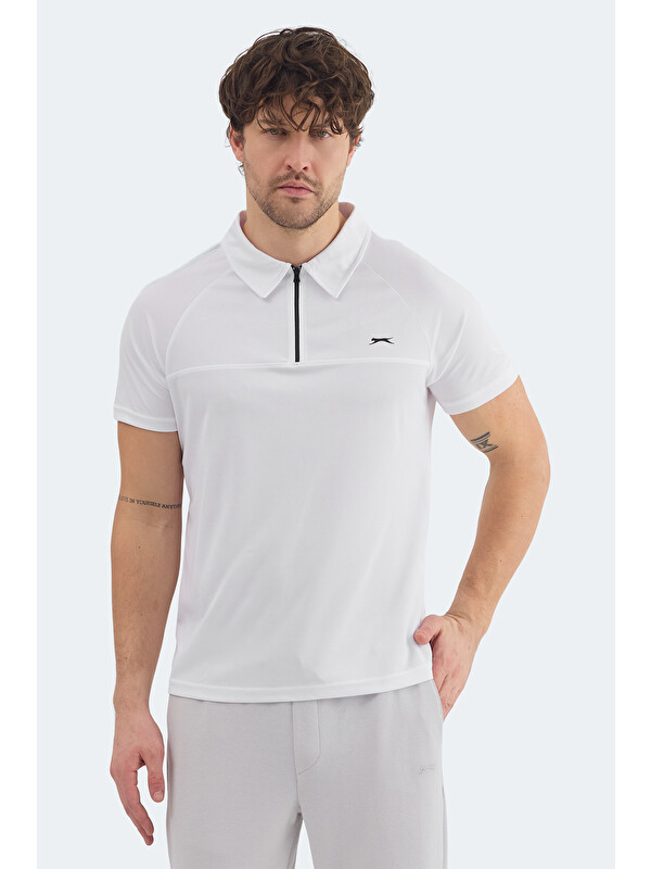 SLAZENGER REYANA Erkek Polo Yaka Beyaz Tişört