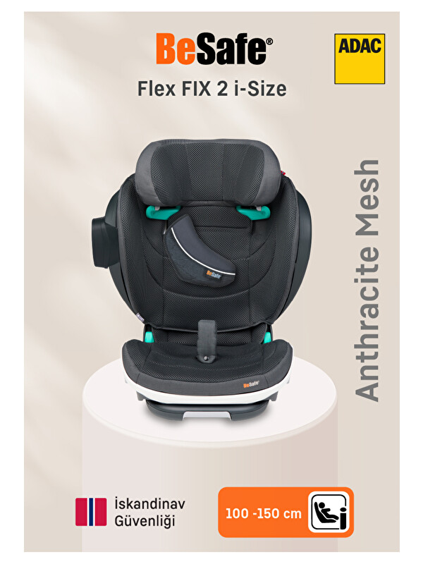 BeSafe iZi Flex Fix 2 I-Size Oto Koltuğu 15-36 Kg Anthracite Mesh