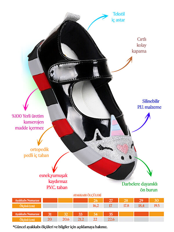 Kiko Kids Beyaz Kiko Kids Gilan Cirtli Işıklı Kız Çocuk Babet Ayakkabı