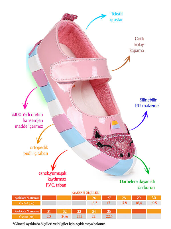 Kiko Kids Beyaz Kiko Kids Gilan Cirtli Işıklı Kız Çocuk Babet Ayakkabı