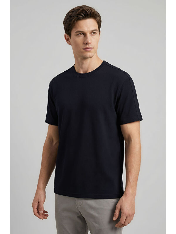 Tommylife Lacivert Rahat Form Esnek Nefes Alabilir Erkek T-Shirt - 88495