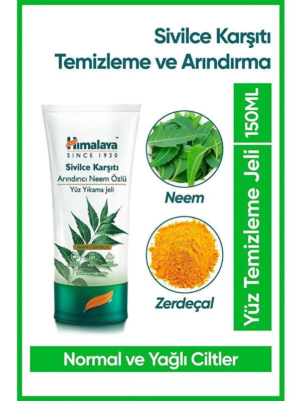 Himalaya Since 1930 Sivilce Karşıtı Arındırıcı Yüz Temizleme Jeli 150 ml | Neem & Zerdeçal | Normal ve Yağlı Ciltler