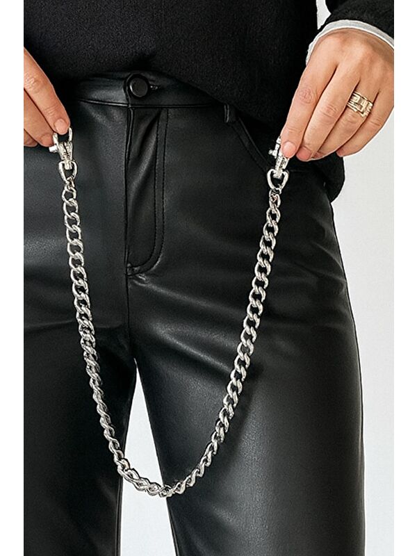 New Obsessions Düz Gümüş Rengi Cüzdan Zinciri ve Pantalon Aksesuarı