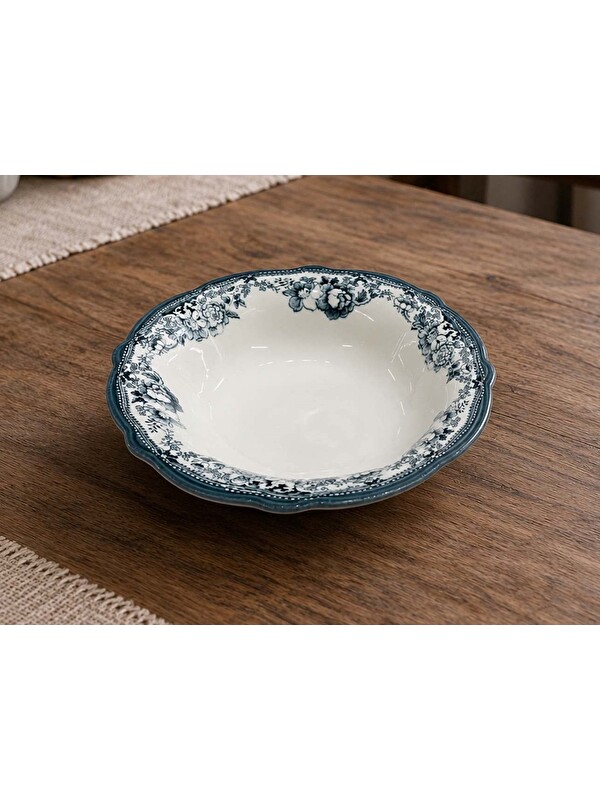 PORSER Porselen Velour Antrasit Fulya Bowl Kase 26cm Tekli