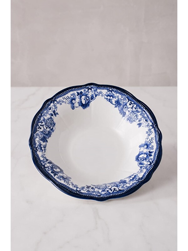 PORSER Porselen Velour Navy Fulya Bowl Kase 26cm Tekli