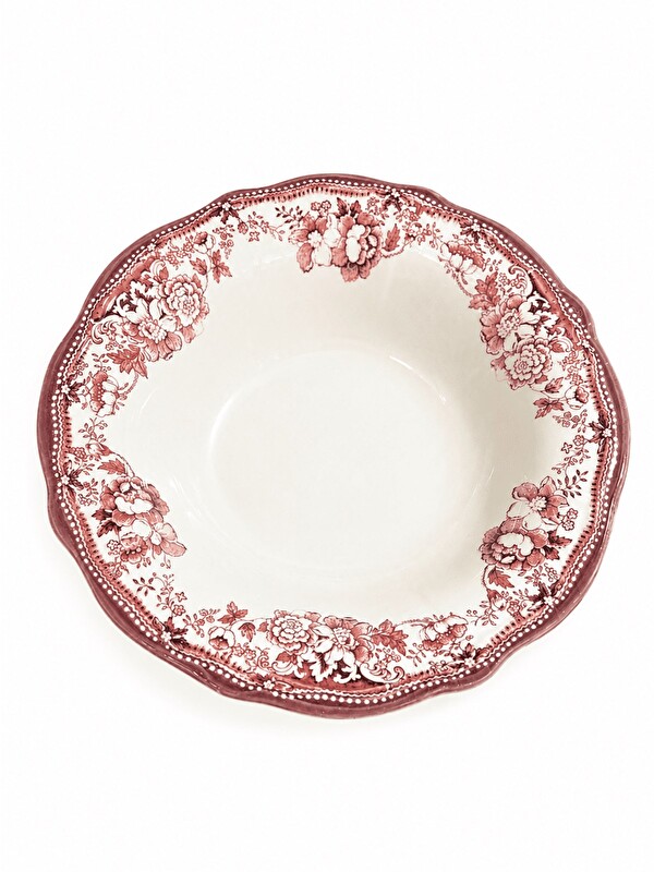 PORSER Porselen Velour Maroon Fulya Bowl Kase 26cm Tekli