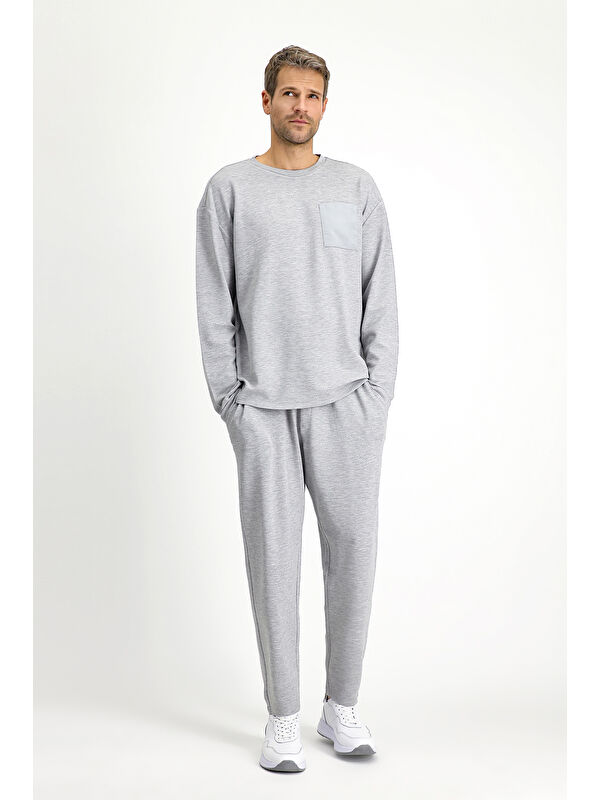 Kiğılı Home Uzun Kol Bisiklet Yaka 3'lü Şortlu Pijama Seti