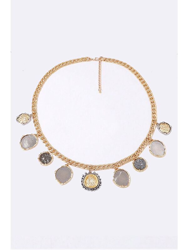 New Obsessions Marka Antik Gold Madalyonlu Kalın Zincir Kolye