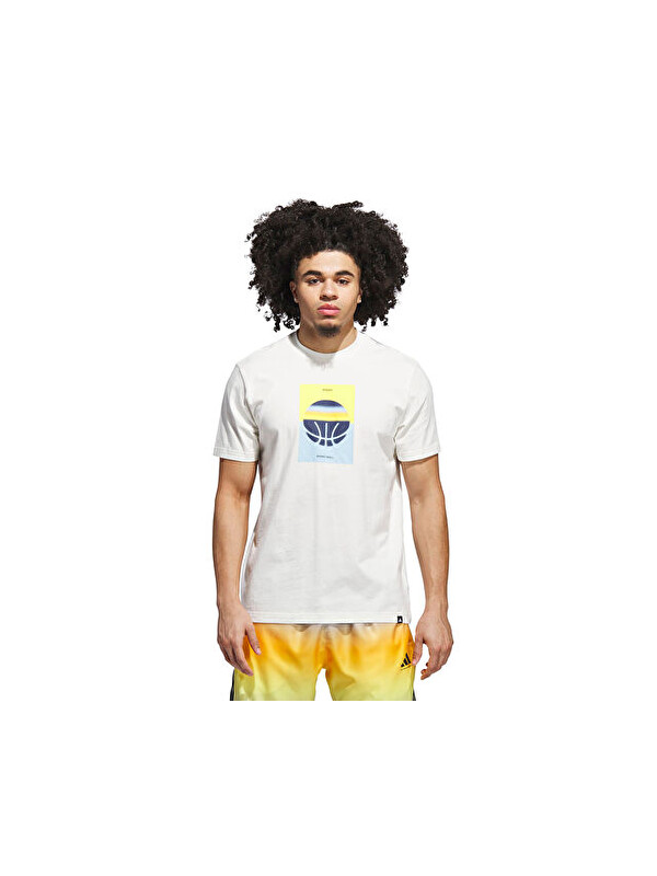Adidas Dawn2Dusk Tee 3 Erkek Basketbol Tişörtü JX1747 Beyaz