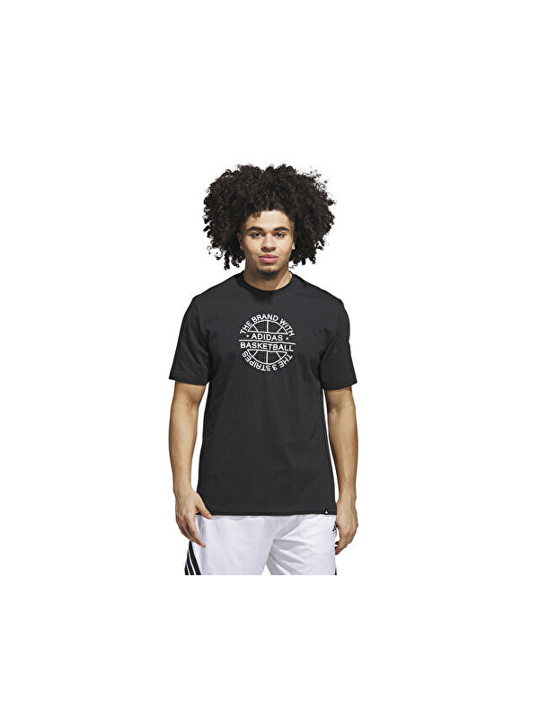 Adidas Verbiage Tee Erkek Basketbol Tişörtü JX1745 Siyah
