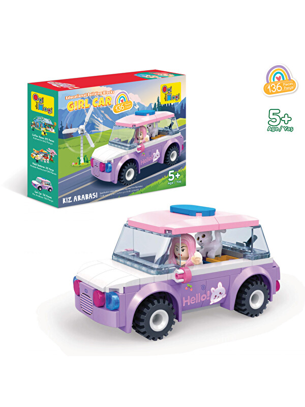 Ogi Mogi Toys Eğitici Bloklar Kız Arabası 136 Parça Yapı Seti