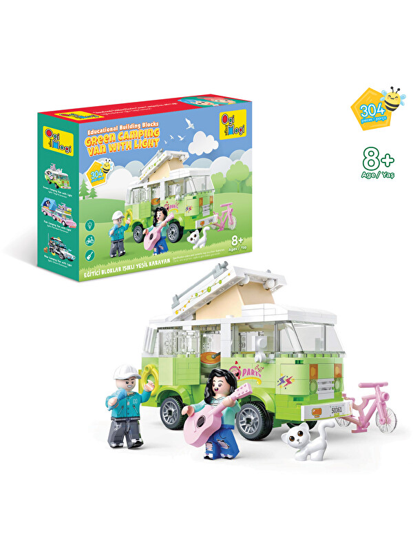 Ogi Mogi Toys Eğitici Bloklar Işıklı Yeşil Karavan 304 Parça Yapı Seti