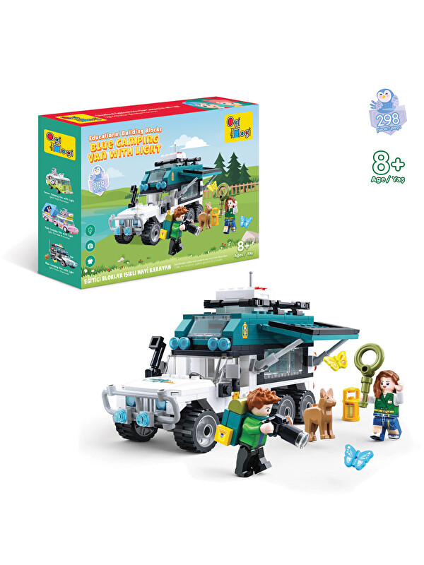 Ogi Mogi Toys Eğitici Bloklar Işıklı Mavi Karavan 298 Parça Yapı Seti