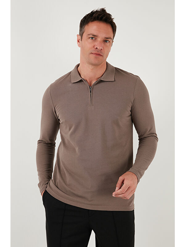Buratti Pamuklu Slim Fit Yarım Fermuarlı Polo Yaka Erkek Sweat 5903010