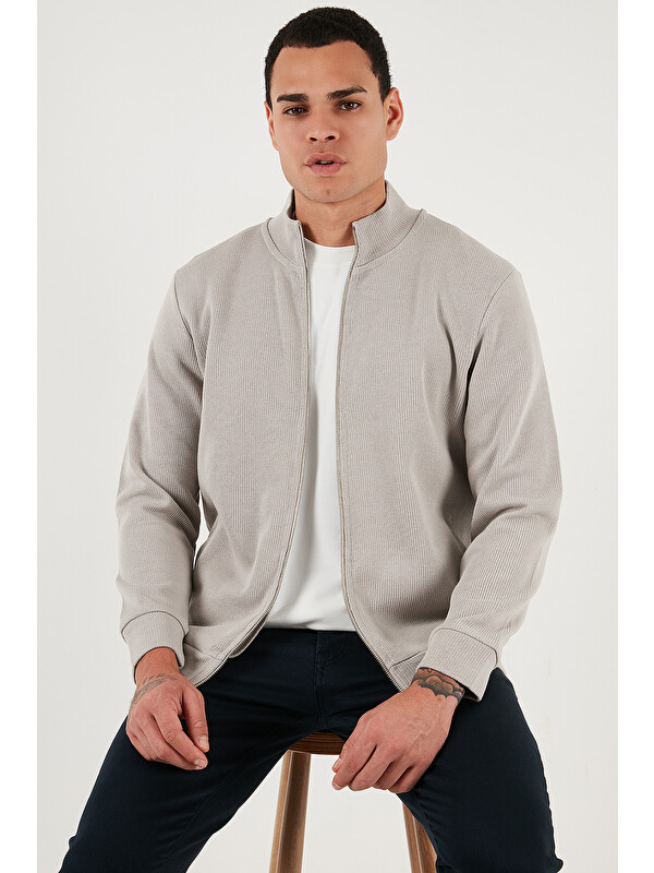 Buratti Pamuklu Relaxed Fit Dik Yaka Fermuarlı Hırka 5901075