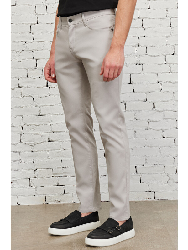 AC&Co / Altınyıldız Classics Erkek Taş Slim Fit Dar Kesim 5 Cep Armürlü Esnek Pantolon