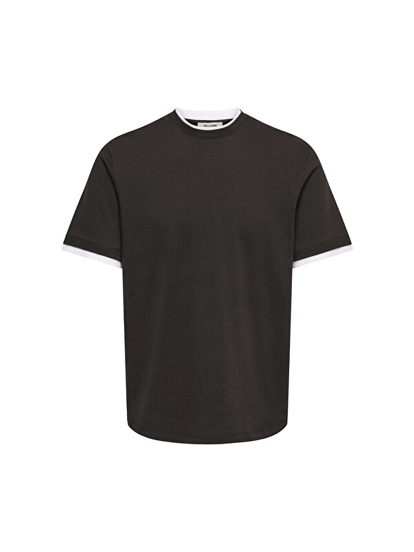 Only&Sons Onsdean Pamuk Karışımlı Yaka Detaylı Bisiklet Yaka T Shirt 22041397