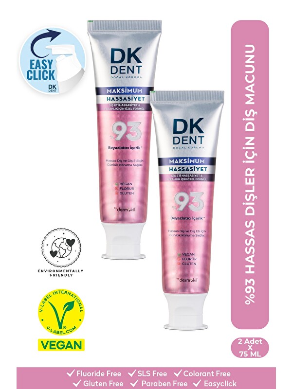 DKDENT %93 Maximum Hassasiyet Diş Macunu 75 ml x 2 Adet