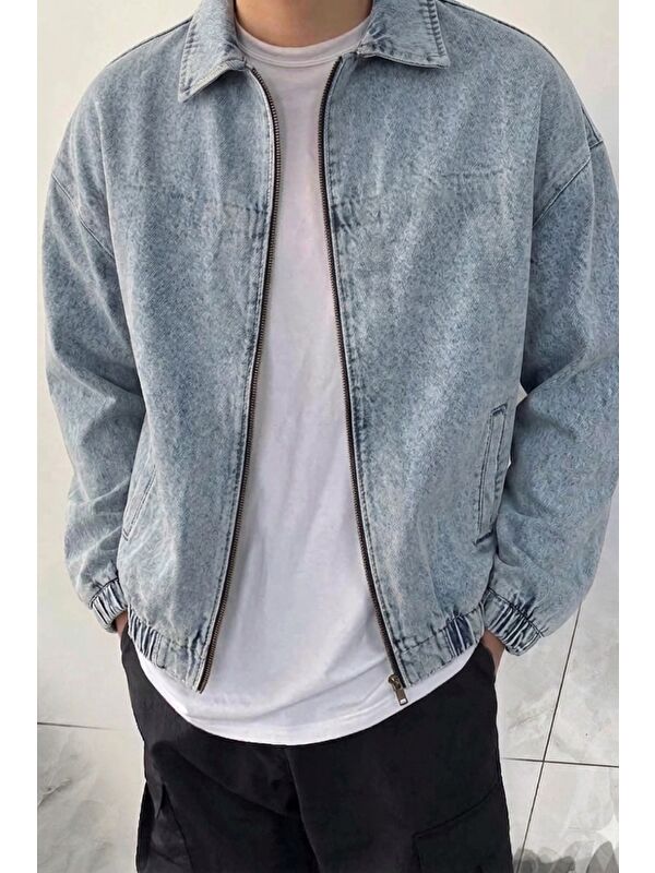 Tarz Cool Erkek Oversize Bomber Ceket Fermuarlı Basic Günlük Mont