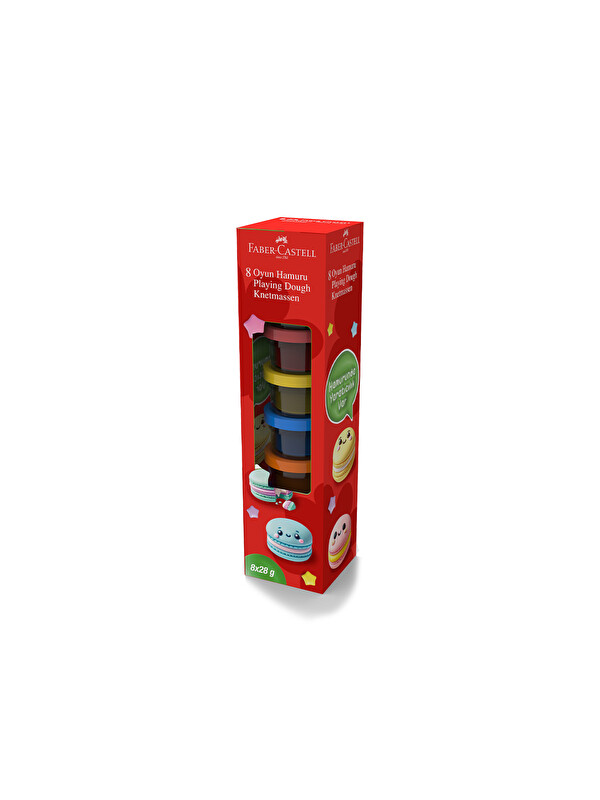 Faber-Castell Makaron Oyun Hamuru,12x224gr,8 canlı renk seçeneği,Yapışmaz ve ufalanmaz formül,Kolay Saklama