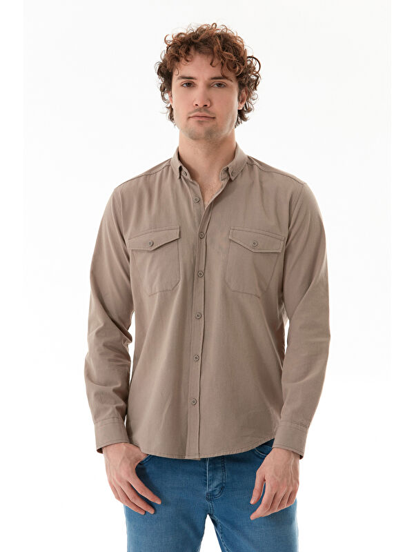 Fullamoda Basic Çıtçıtlı Gabardin %100 Pamuk Gömlek