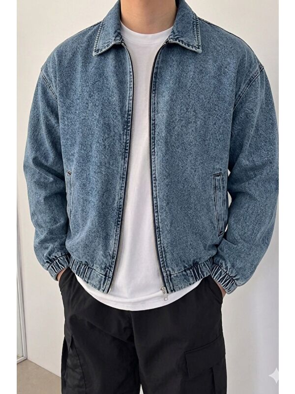 Tarz Cool Erkek Oversize Bomber Ceket Fermuarlı Basic Günlük Mont
