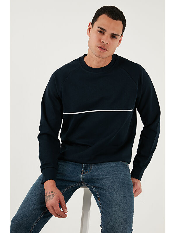Buratti Pamuklu Şerit Detaylı Relaxed Fit Bisiklet Yaka Sweat 5901227