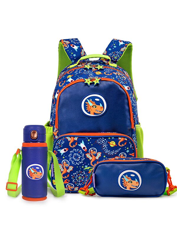 Milk&Moo Çocuk Sırt Çantası, Kalem Kutusu,Matarası 3'lü Set Ponix