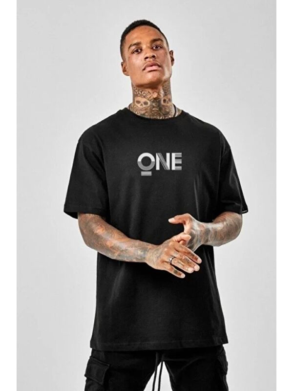 Jane's Unisex Baskılı Oversize T-Shirt - Siyah