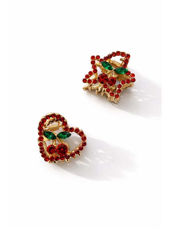 New Obsessions Kiraz Taşlı Mini Mandal Toka 2 Adet