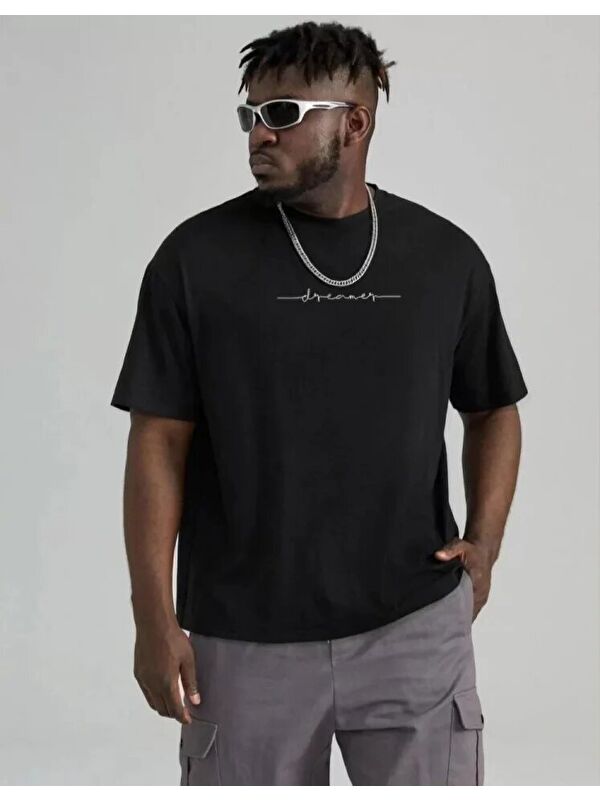 Jane's Unisex Baskılı Oversize T-Shirt - Siyah