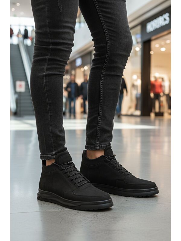 Ayakmod Siyah Ayakmod Nubuk Hakiki Deri İçi Kürklü Kaymaz Erkek Bot 727 M