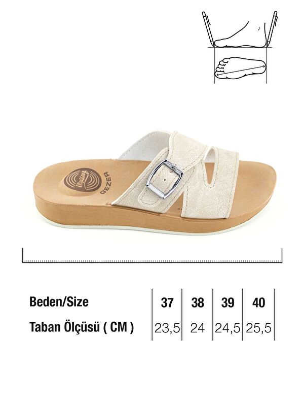 Kadın Yazlık Alt Taban PU Suni Deri Tek Toka Ayarlanabilir Rahat Masaj Taban Günlük Terlik - Görsel 3