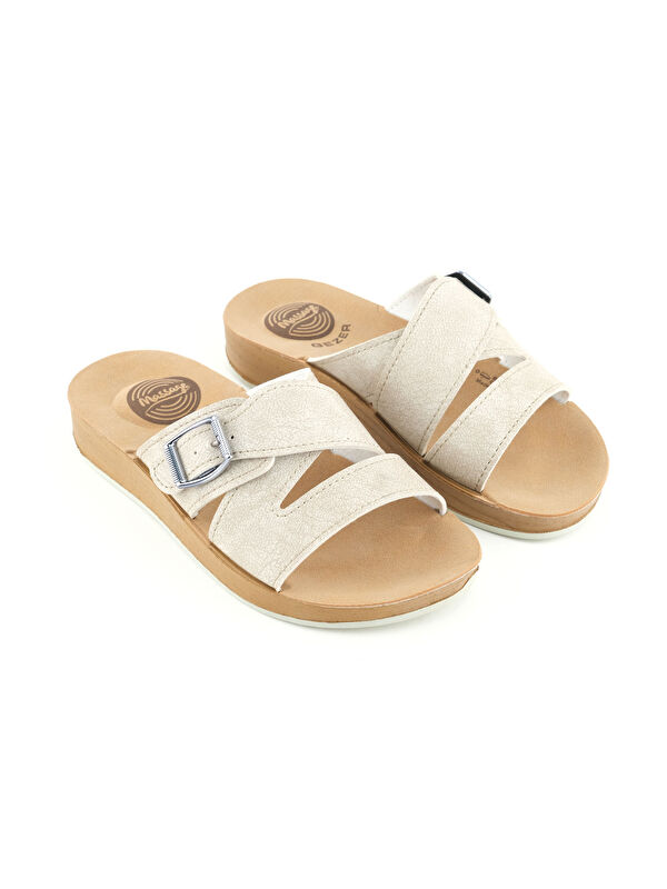 Kadın Yazlık Alt Taban PU Suni Deri Tek Toka Ayarlanabilir Rahat Masaj Taban Günlük Terlik - Görsel 4