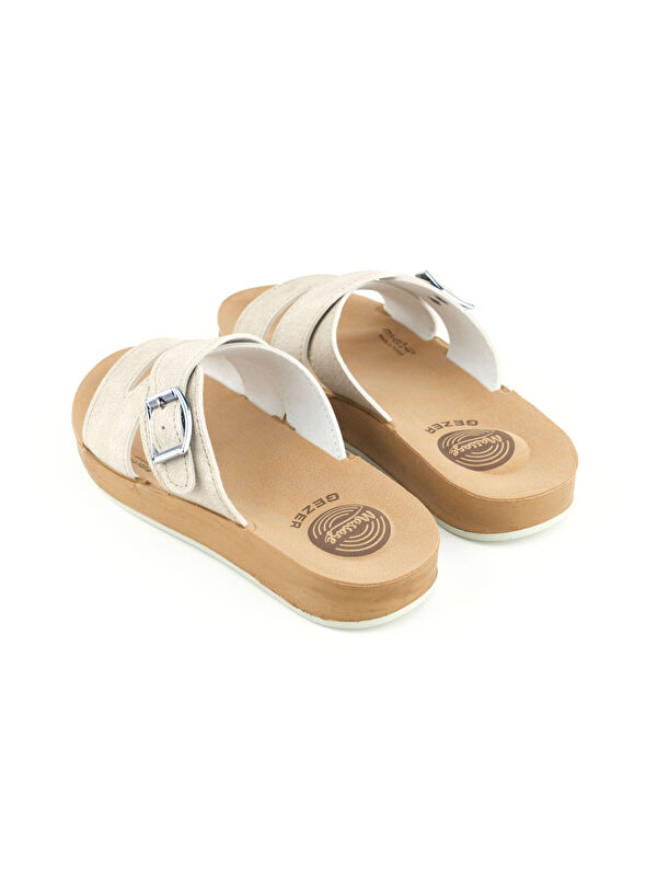 Kadın Yazlık Alt Taban PU Suni Deri Tek Toka Ayarlanabilir Rahat Masaj Taban Günlük Terlik - Görsel 5