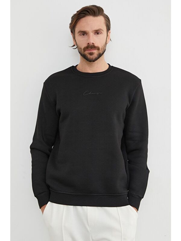Fullamoda 3 İplik Yazı Baskılı Bisiklet Yaka Sweatshirt