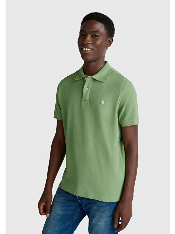 United Colors Of Benetton Erkek Açık Yeşill Regular Fit Kısa Kollu Polo Tişört