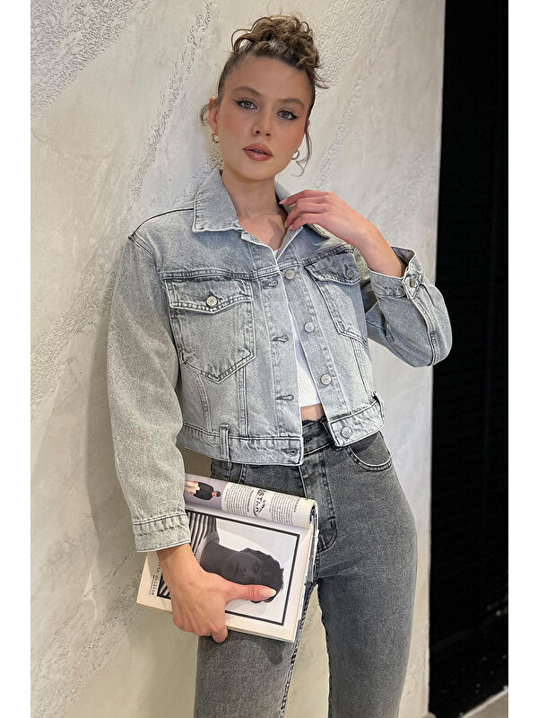 Gülseli Kadın Slim Fit Jean Ceket
