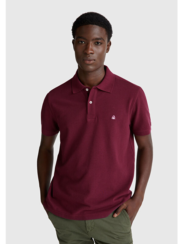 United Colors Of Benetton Erkek Mürdüm Regular Fit Kısa Kollu Polo Tişört