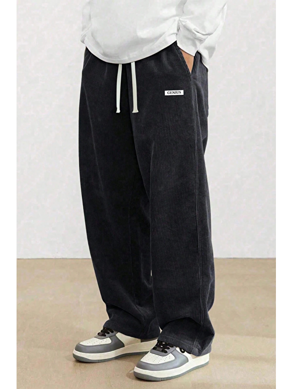 Genius Store GENIUS Erkek Pantolon Fitilli Kadife Bol Paça Oversize Pantolon
