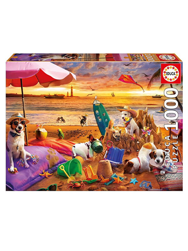 Educa Puzzle 1000 Parça Sahilde Oynayan Köpekler 20312