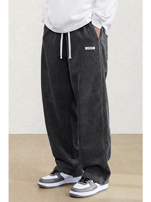 Genius Store GENIUS Erkek Pantolon Fitilli Kadife Bol Paça Oversize Pantolon