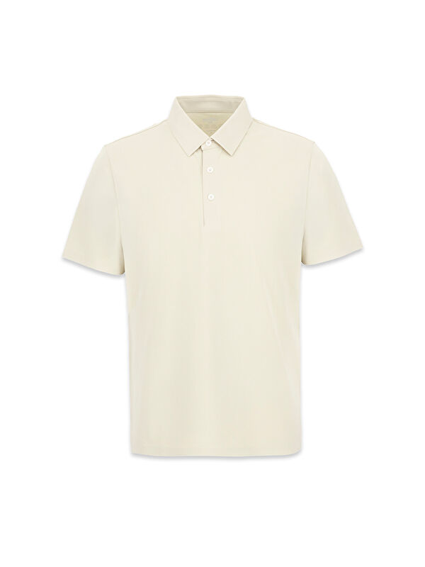 Kiğılı Polo Yaka Regular Fit İpek Karışımlı Dikişsiz Örme Tişört