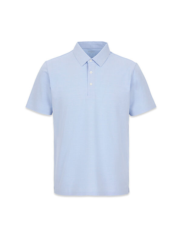 Kiğılı Polo Yaka Regular Fit İpek Karışımlı Dikişsiz Örme Tişört