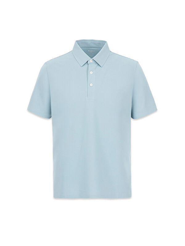 Kiğılı Polo Yaka Regular Fit İpek Karışımlı Dikişsiz Örme Tişört