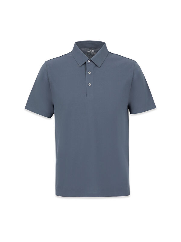 Kiğılı Polo Yaka Regular Fit İpek Karışımlı Dikişsiz Örme Tişört